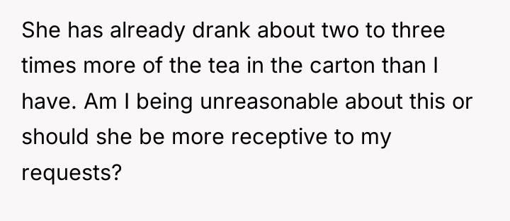 She has already drank about two to three times more...