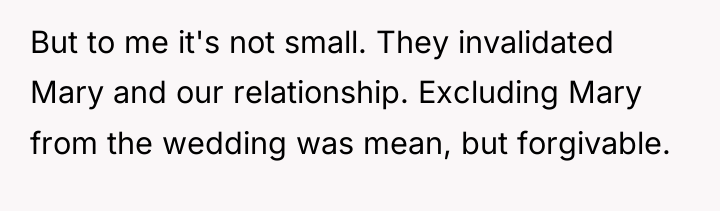 But to me it's not small. They invalidated Mary and...