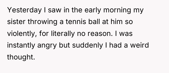Yesterday I saw in the early morning my sister throwing...