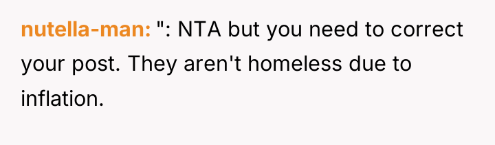 nutella-man ": NTA but you need to correct your post....