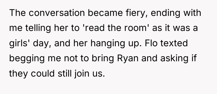 The conversation became fiery, ending with me telling her to...