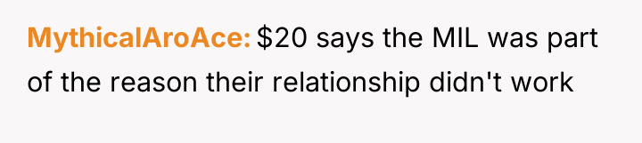 MythicalAroAce $20 says the MIL was part of the reason...