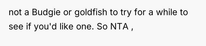 not a Budgie or goldfish to try for a while...