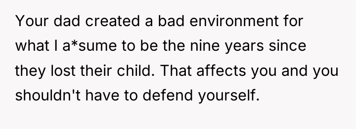 Your dad created a bad environment for what I a*sume...
