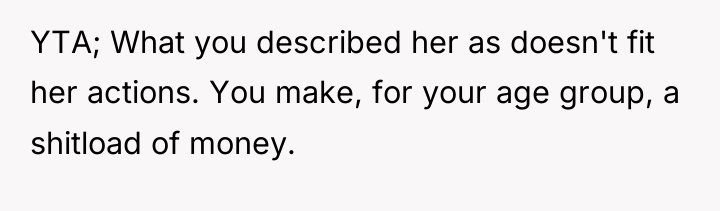 YTA; What you described her as doesn't fit her actions....
