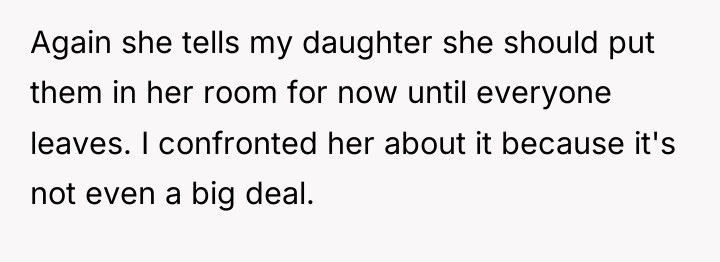 Again she tells my daughter she should put them in...