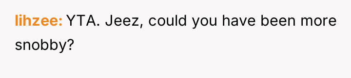 lihzee YTA. Jeez, could you have been more snobby?