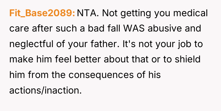 Fit_Base2089 NTA. Not getting you medical care after such a...