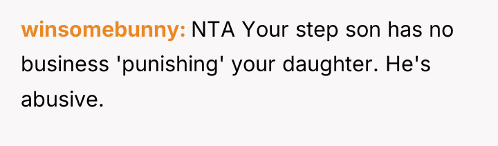 winsomebunny NTA Your step son has no business 'punishing' your...
