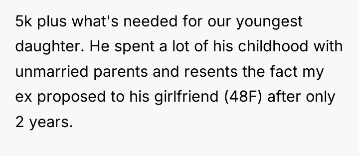 5k plus what's needed for our youngest daughter. He spent...