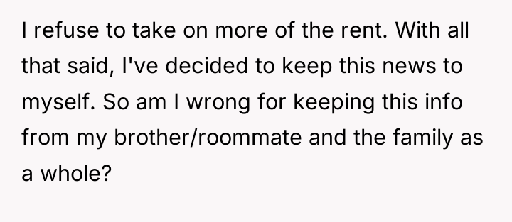 I refuse to take on more of the rent. With...