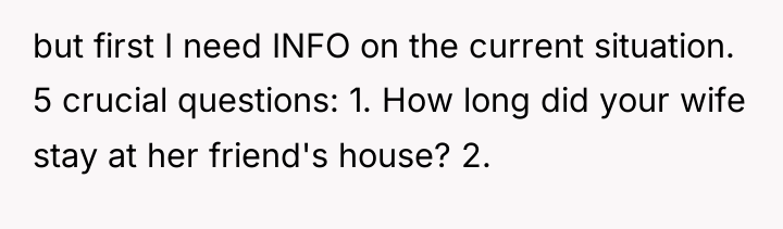 but first I need INFO on the current situation. 5...