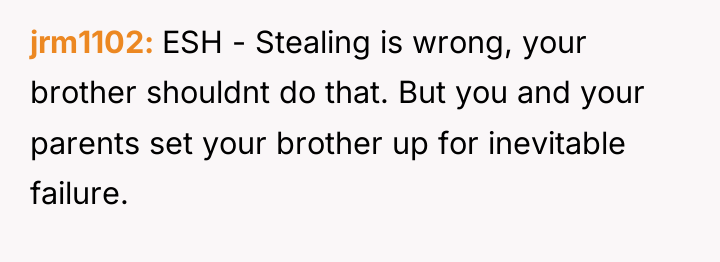 jrm1102 ESH - Stealing is wrong, your brother shouldnt do...