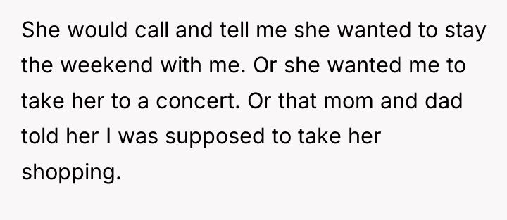 She would call and tell me she wanted to stay...