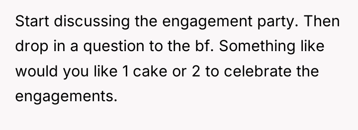 Start discussing the engagement party. Then drop in a question...