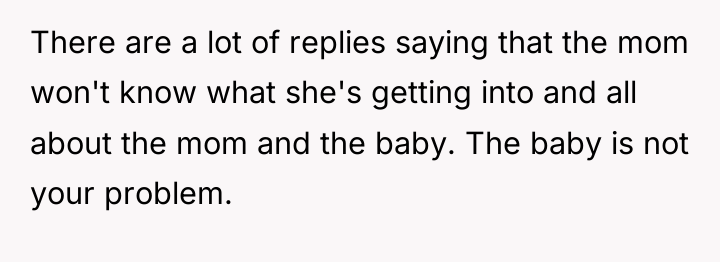 There are a lot of replies saying that the mom...