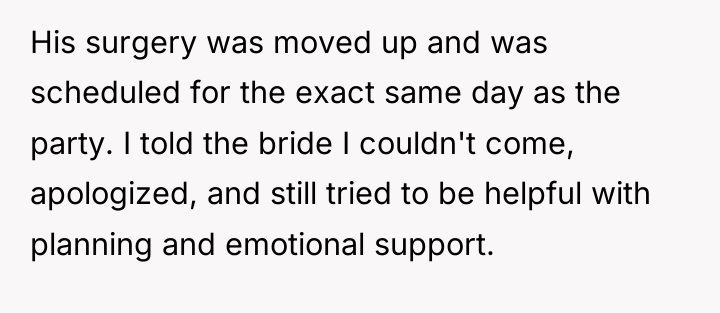 His surgery was moved up and was scheduled for the...