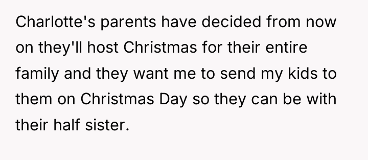 Charlotte's parents have decided from now on they'll host Christmas...