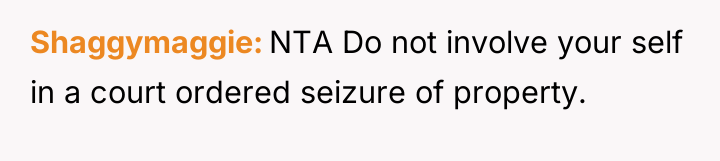 Shaggymaggie NTA Do not involve your self in a court...