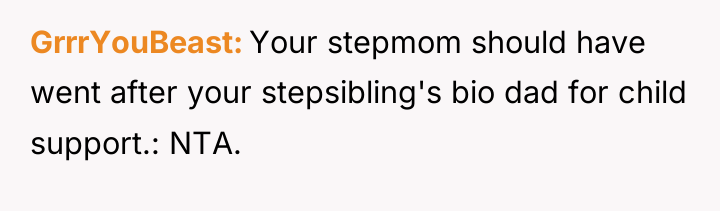 GrrrYouBeast Your stepmom should have went after your stepsibling's bio...