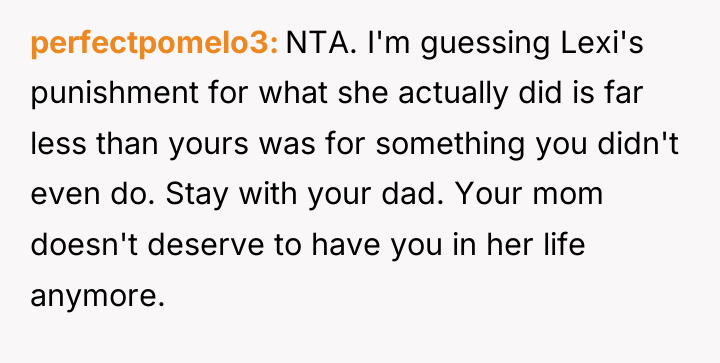 perfectpomelo3 NTA. I'm guessing Lexi's punishment for what she actually...