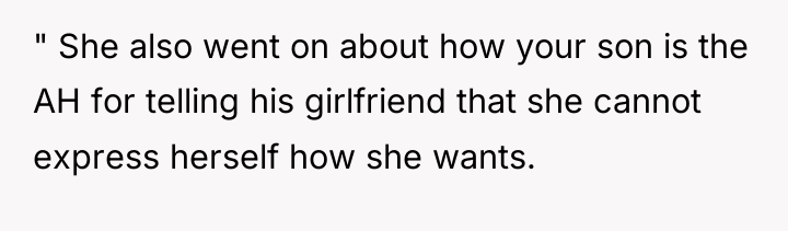 " She also went on about how your son is...