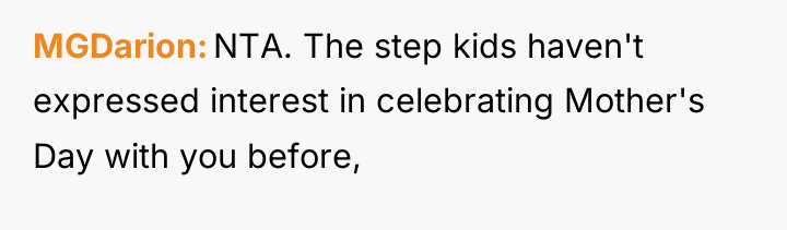 MGDarion NTA. The step kids haven't expressed interest in celebrating...