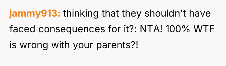 jammy913 thinking that they shouldn't have faced consequences for it?:...