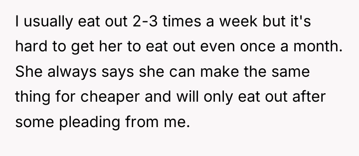 I usually eat out 2-3 times a week but it's...
