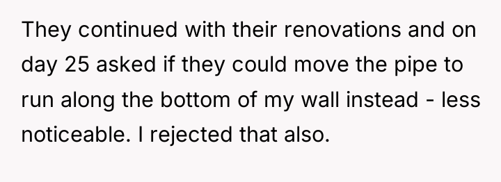 They continued with their renovations and on day 25 asked...
