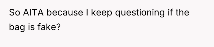 So AITA because I keep questioning if the bag is...
