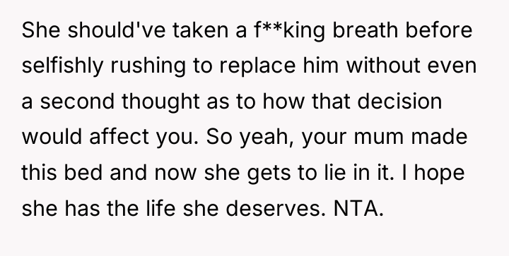 She should've taken a f**king breath before selfishly rushing to...
