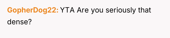 GopherDog22 YTA Are you seriously that dense?