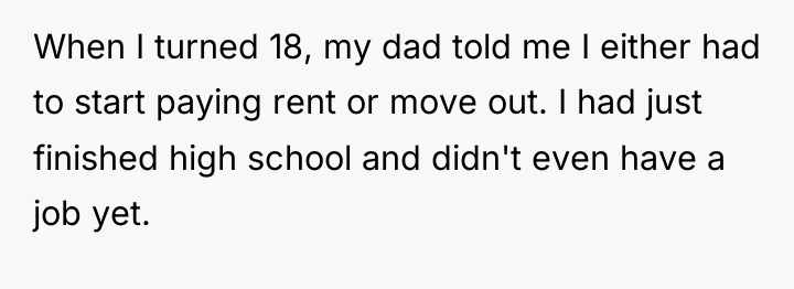When I turned 18, my dad told me I either...