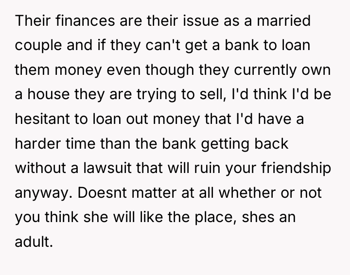 Their finances are their issue as a married couple and...