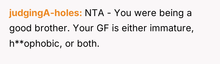 judgingA-holes NTA - You were being a good brother. Your...