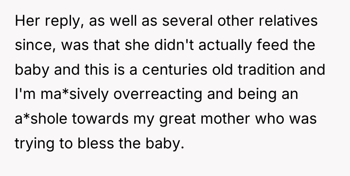 Her reply, as well as several other relatives since, was...