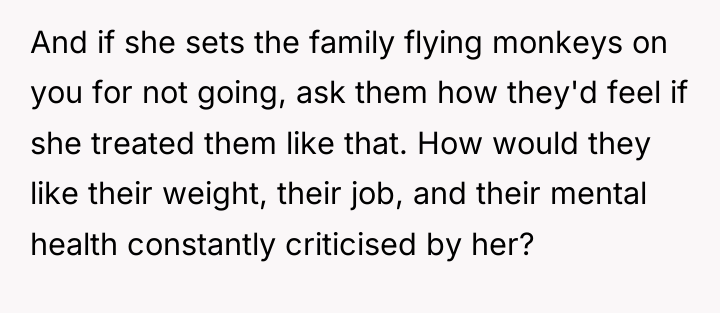 And if she sets the family flying monkeys on you...