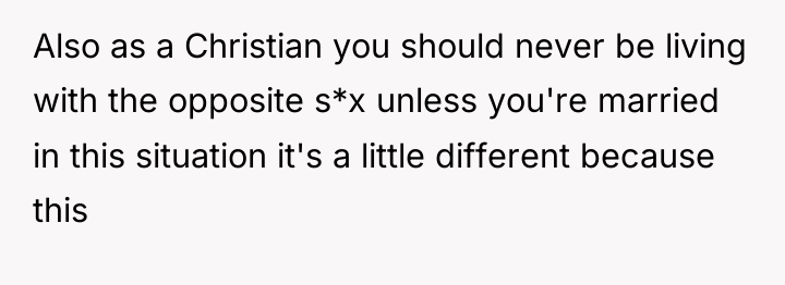 Also as a Christian you should never be living with...