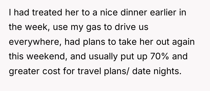 I had treated her to a nice dinner earlier in...