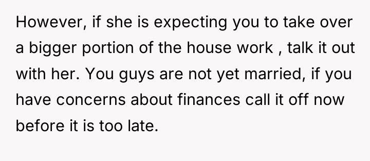 However, if she is expecting you to take over a...