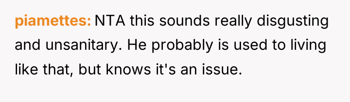 piamettes NTA this sounds really disgusting and unsanitary. He probably...