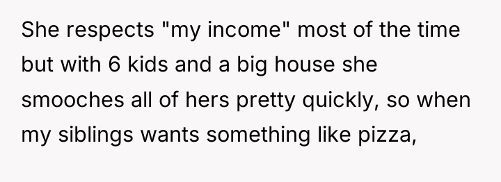 She respects "my income" most of the time but with...