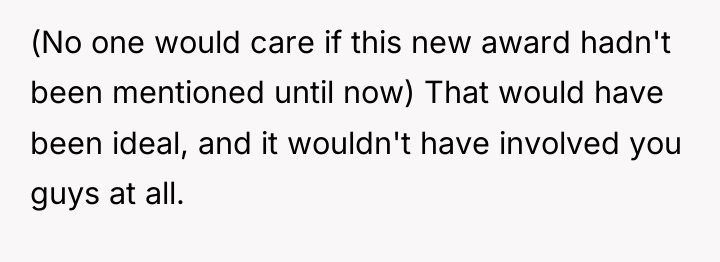(No one would care if this new award hadn't been...