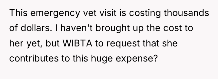 This emergency vet visit is costing thousands of dollars. I...