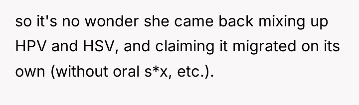 so it's no wonder she came back mixing up HPV...