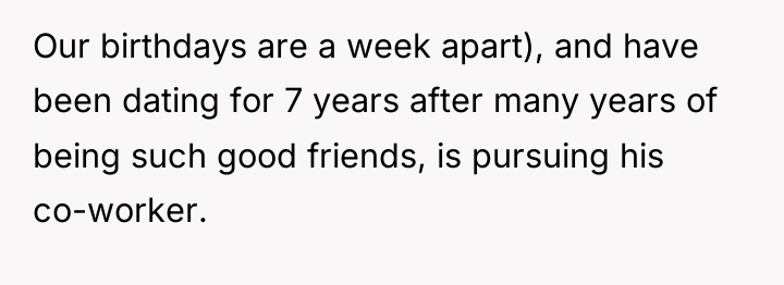 Our birthdays are a week apart), and have been dating...