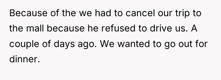 Because of the we had to cancel our trip to...