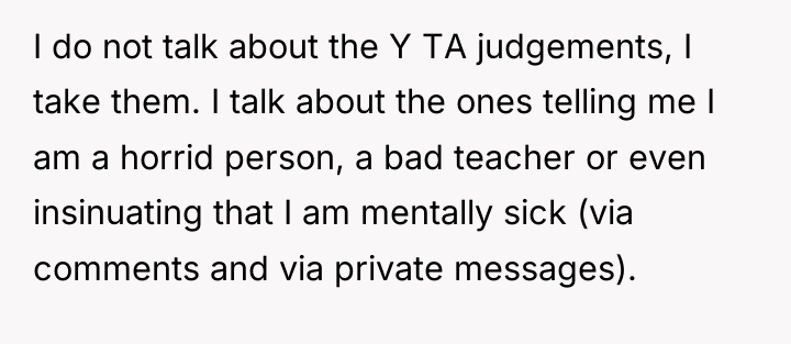 I do not talk about the Y TA judgements, I...