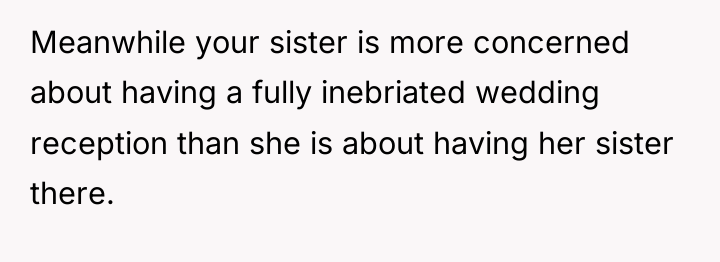 Meanwhile your sister is more concerned about having a fully...